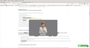 Bild einer Webseite mit mit laufender Gebördensprache Erklärung